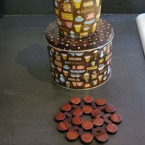 Frontgate tin mug 14 oz coffee mug and coaster